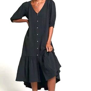 Anthropologie Maeve Scarletta Crinkle Midi Dress